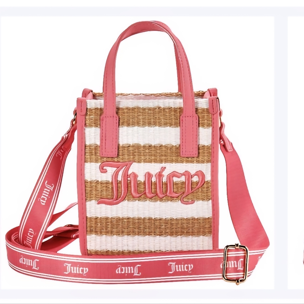 Juicy Couture Stripe Straw Mini Tote NWT